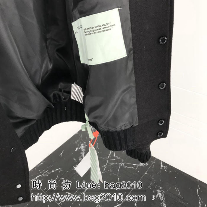 OW18FW 藍紫漸變色 羊毛呢面料 超級厚實 保暖夾克棒球服 開模訂制原版四合扣 修身版型 情侶款 ydi2584